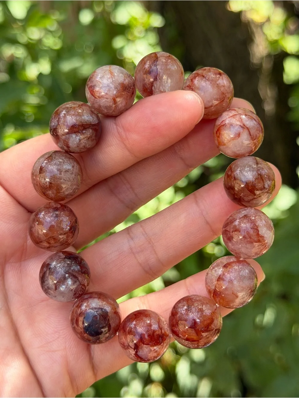 15mm Red Strawberry Quartz Beaded Stretch Bracelet 2062